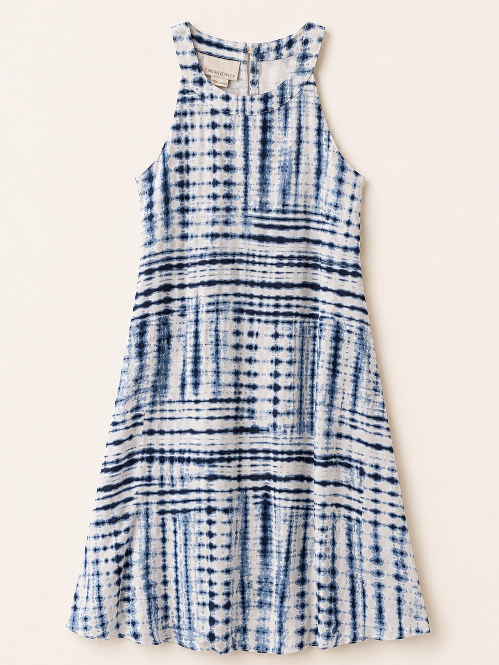 Cynthia Rowley Coastal 100% Linen halter shift dress XS